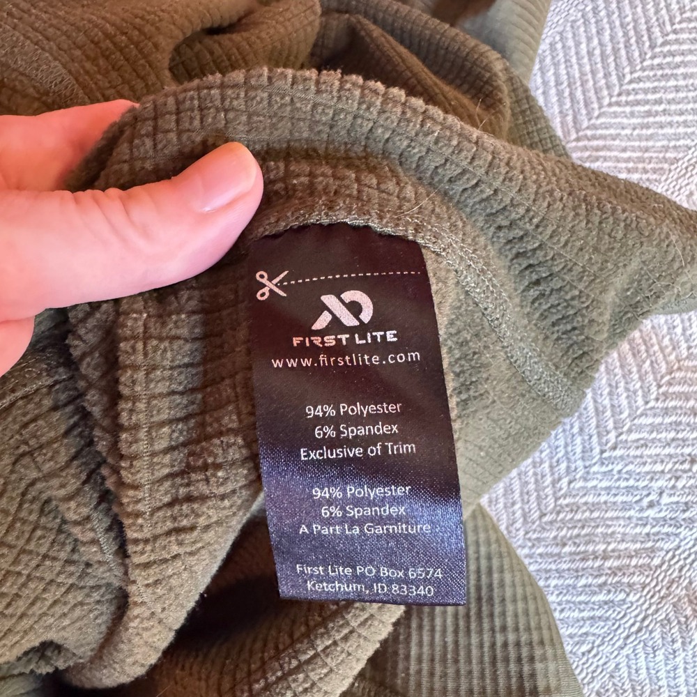 First Lite Klamath Quarter Zip Hoody Mens Large Green Grid Fleece Hunting - Picture 10 of 12